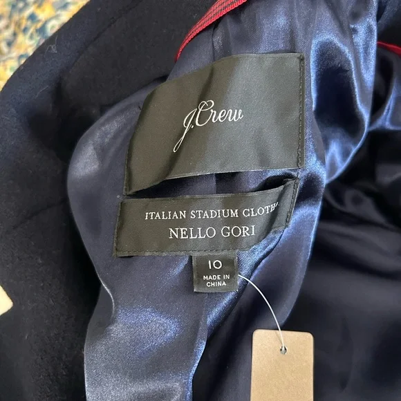 J Crew Women's Navy and White Belted Coat. Megan Markle Style - Picture 4 of 5